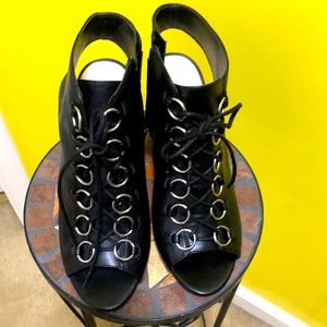 Leather sandal bootie EUC